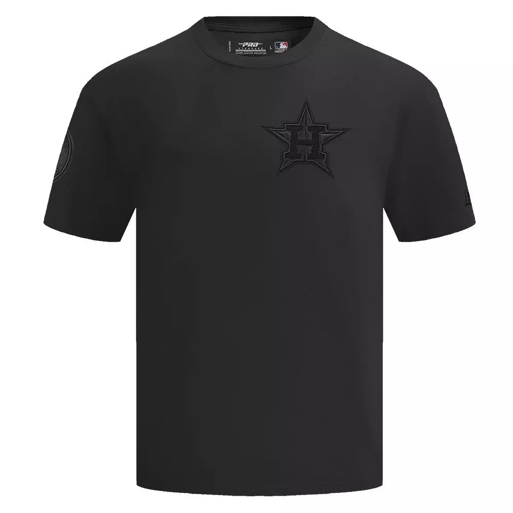 Pro Standard Men's MLB Houston Astros Neutral Cotton Jersey Drop Shoulder Top - Black - BLACK