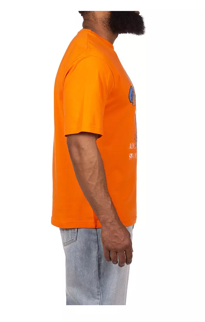 Hustle Gang Men's Fido Short Sleeve Knit T-Shirt - ORANGE