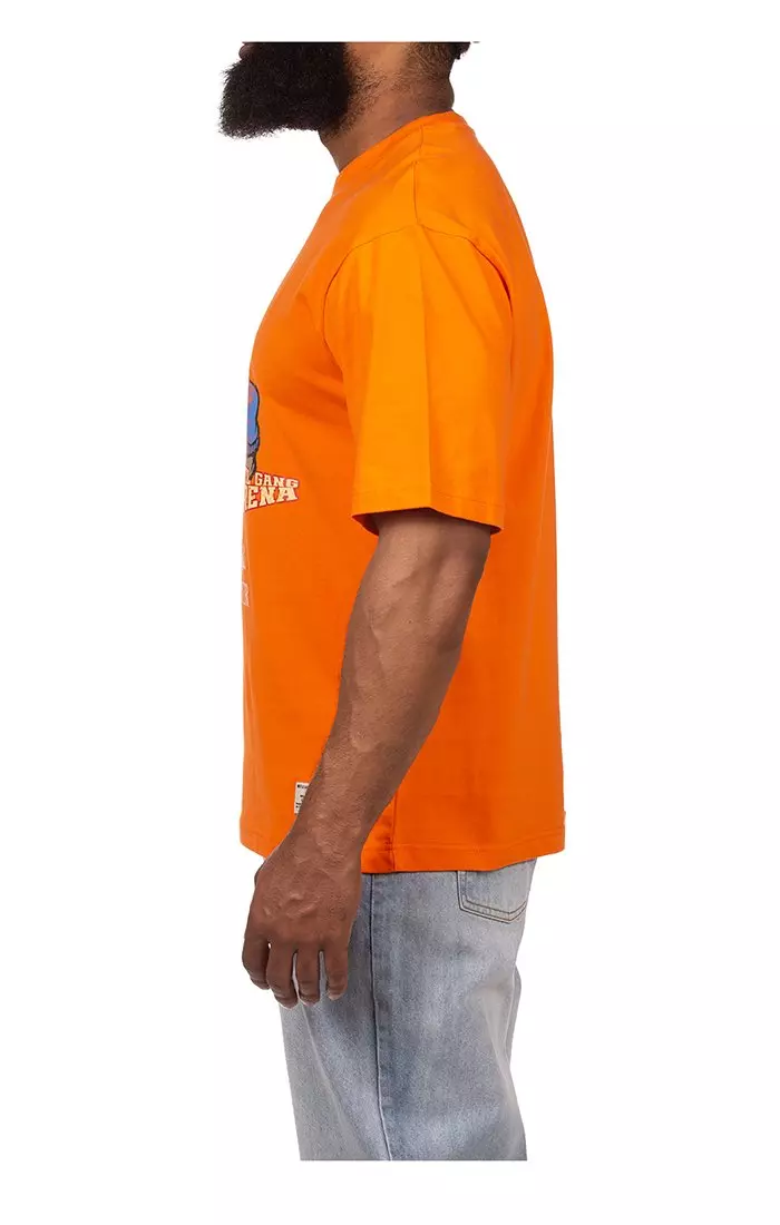 Hustle Gang Men's Fido Short Sleeve Knit T-Shirt - ORANGE