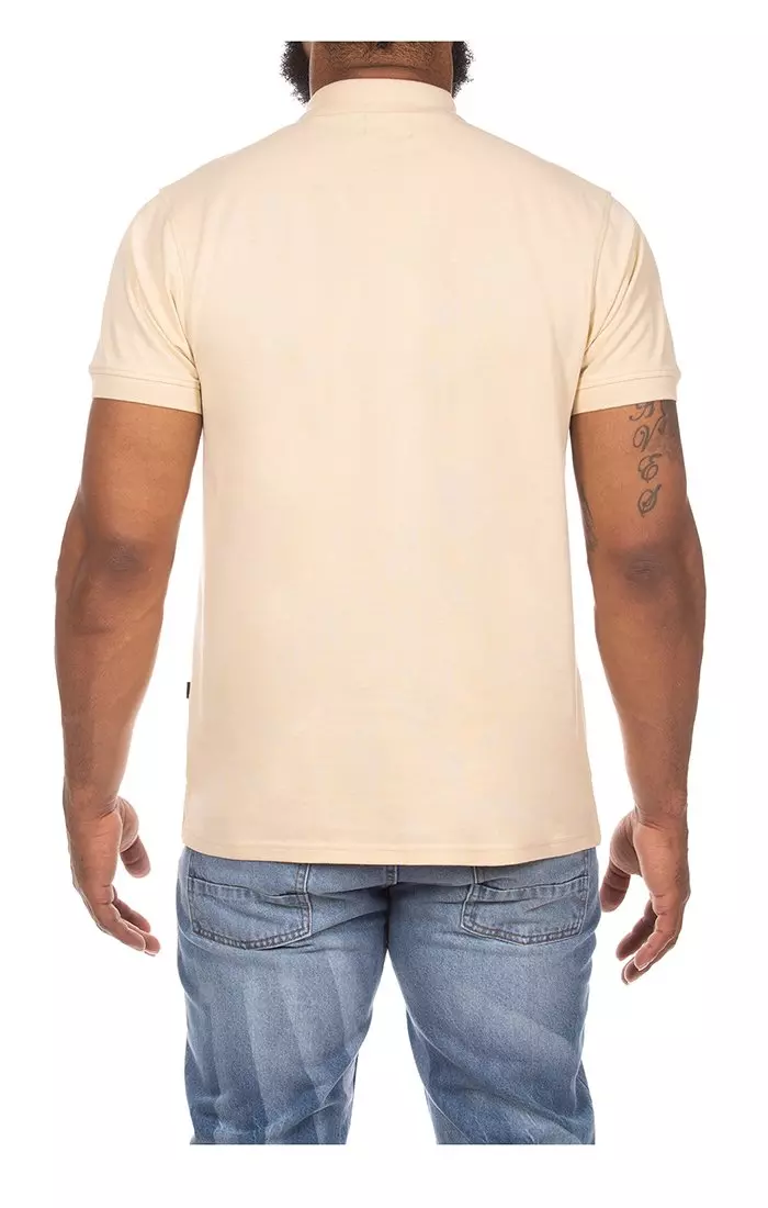 Hustle Gang Men's Competition Short Sleeve Polo - CREAM