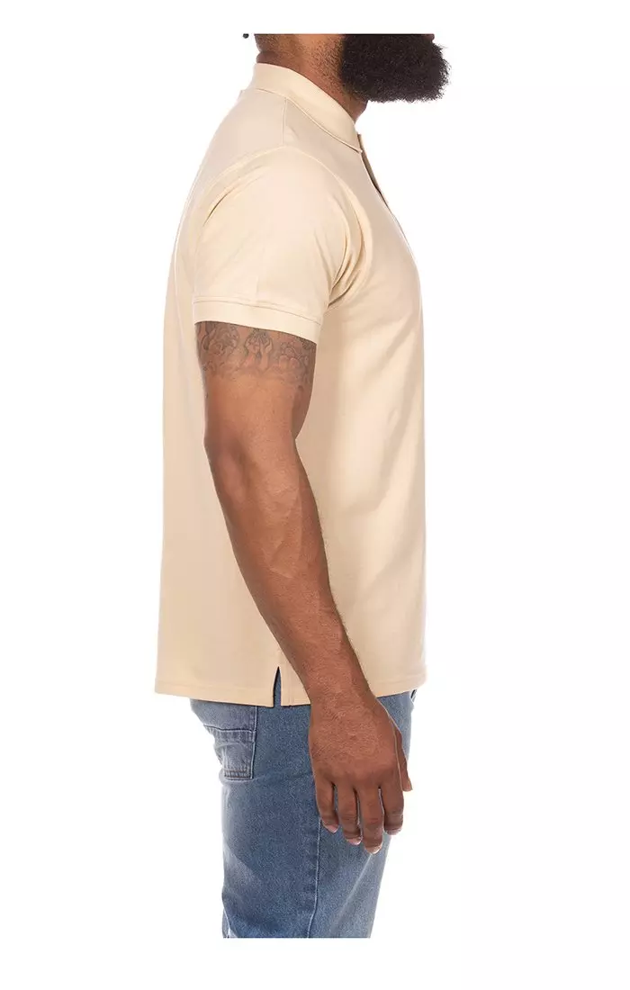 Hustle Gang Men's Competition Short Sleeve Polo - CREAM
