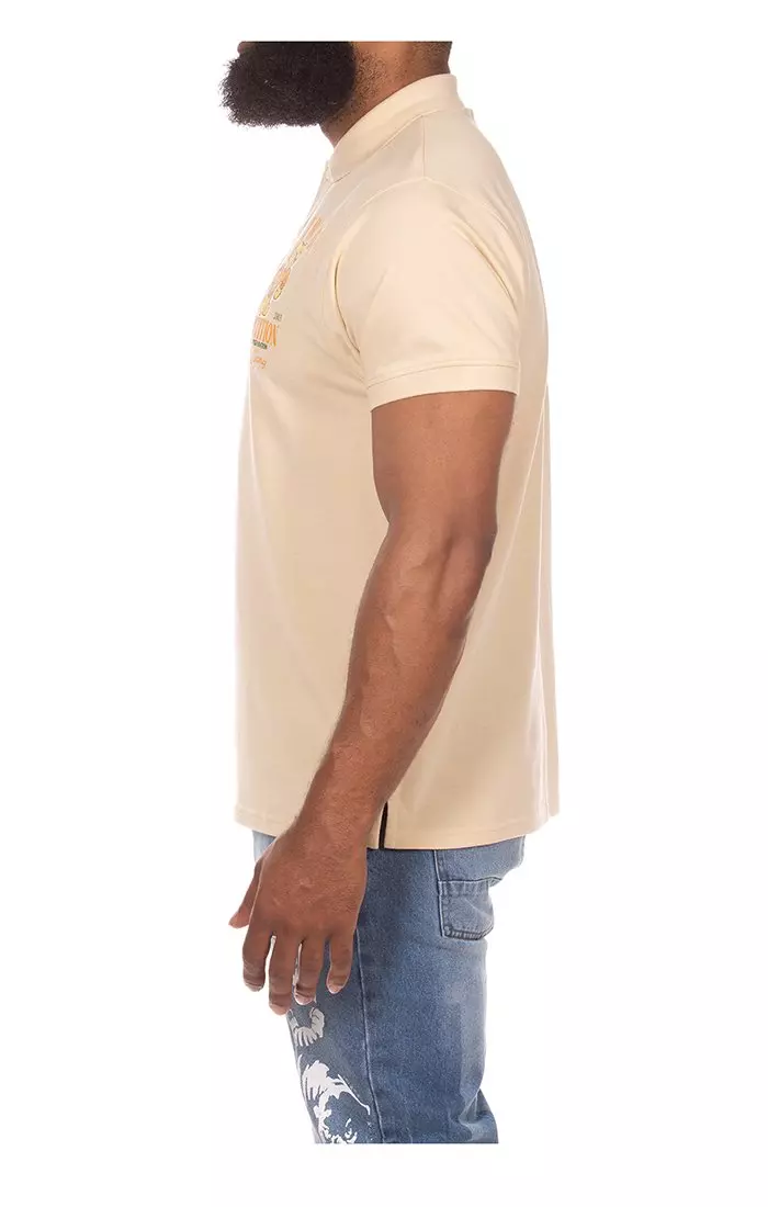Hustle Gang Men's Competition Short Sleeve Polo - CREAM