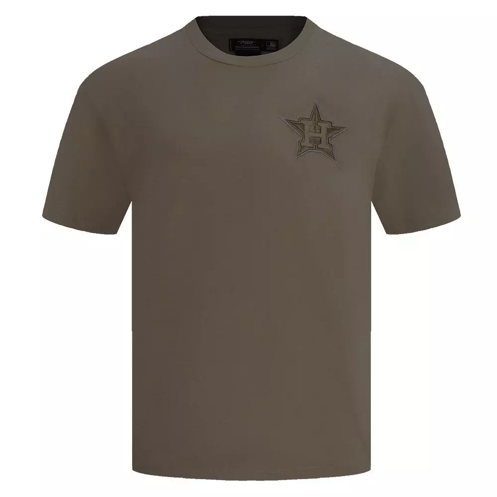 Pro Standard Men's MLB Houston Astros Neutral Drop Shoulder Top - Dk Taupe - DK TAUPE