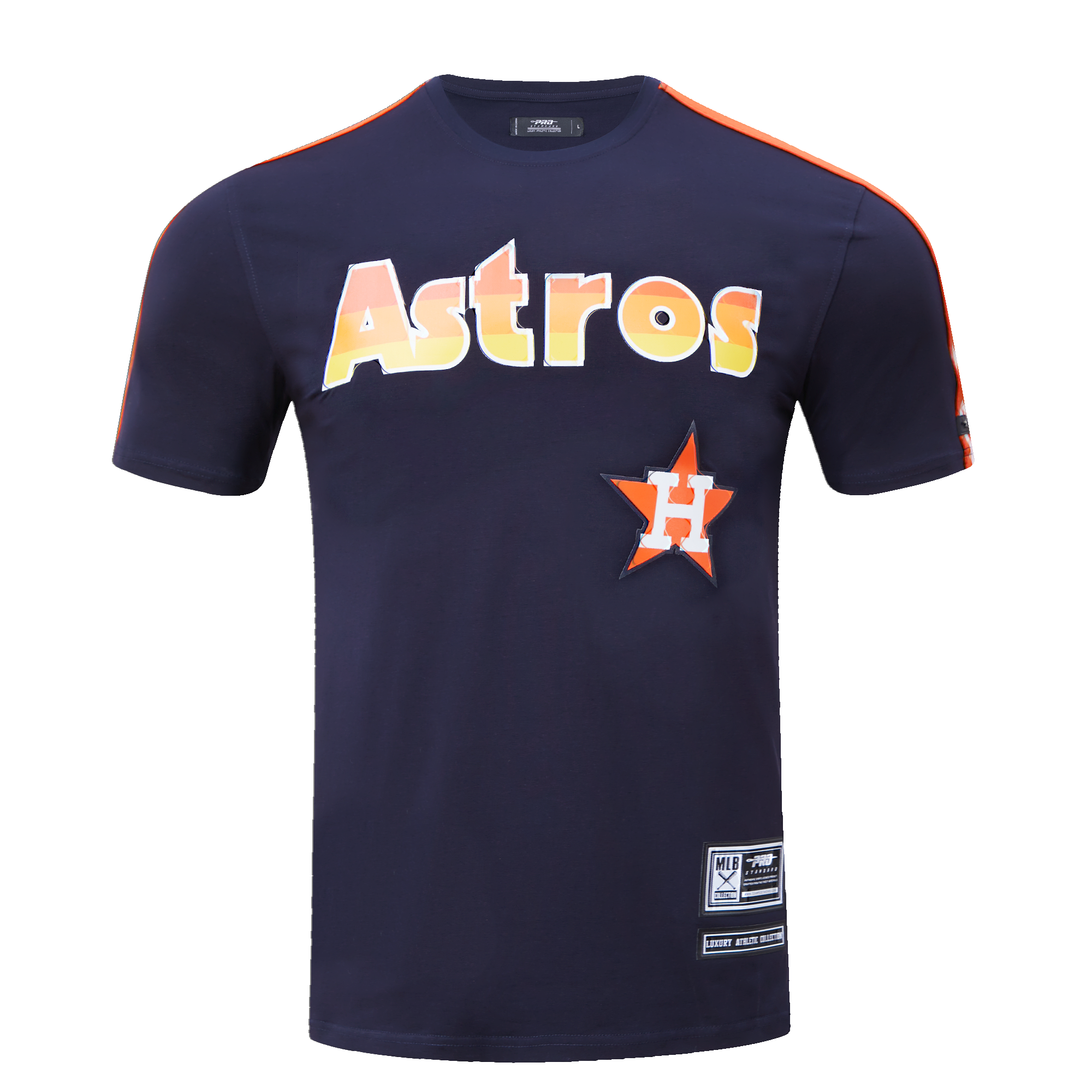 Pro Standard Men's MLB Houston Astros Retro Logo Pro Team Taping Top - Navy/Orange - NAVY/ORANGE