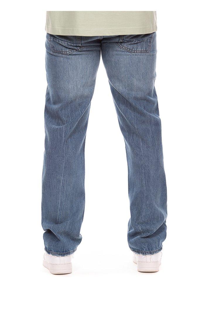Hustle Gang Men's Walk Down Relaxed Fit Medium Wash Denim Jeans - BLUE Thumbnail View 2
