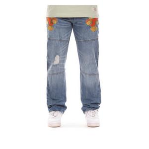Hustle Gang Men's Walk Down Relaxed Fit Medium Wash Denim Jeans
