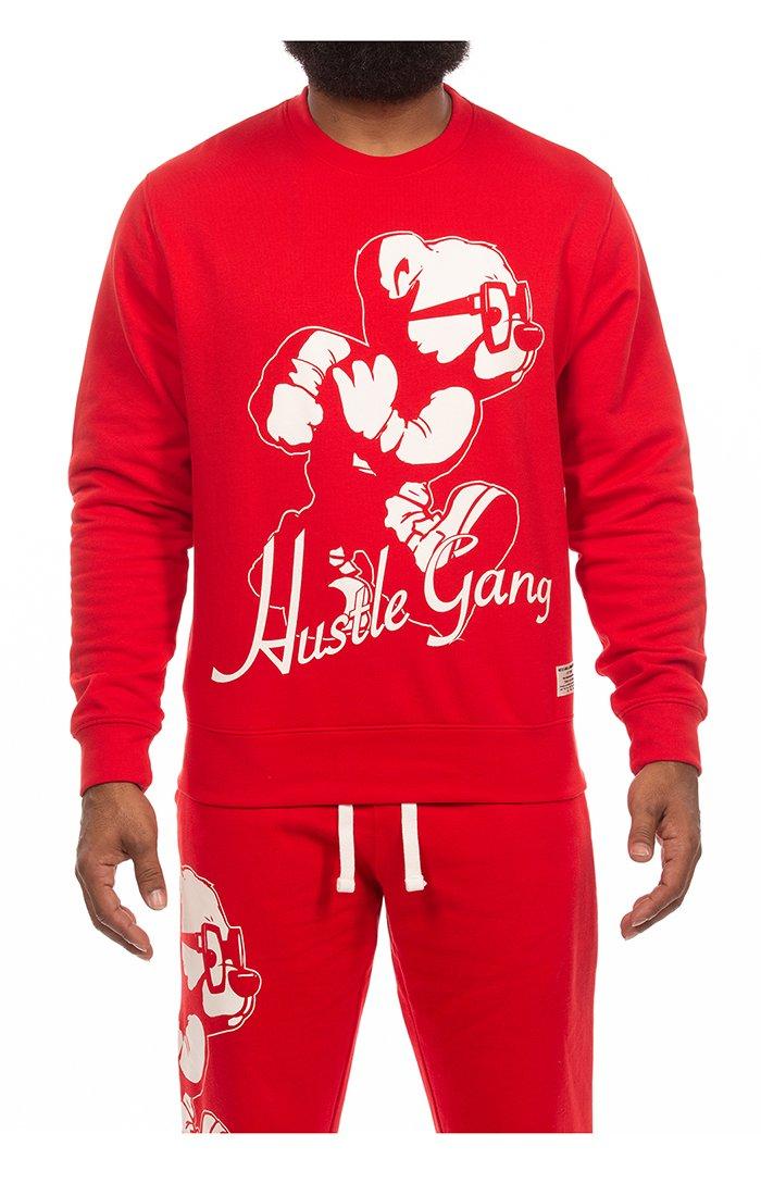 Hustle Gang Men's Forward Crewneck Sweatshirt - RED Thumbnail View 1