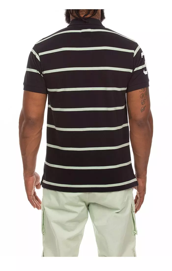 Hustle Gang Men's Dark Jade Short Sleeve Polo - BLACK