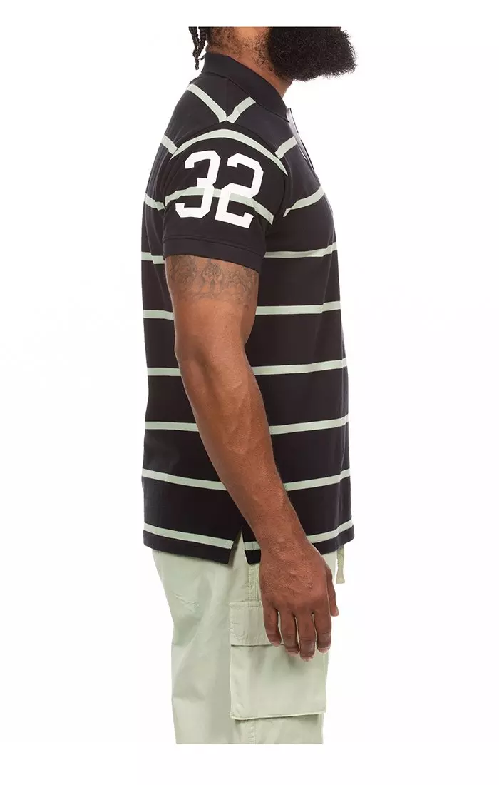 Hustle Gang Men's Dark Jade Short Sleeve Polo - BLACK