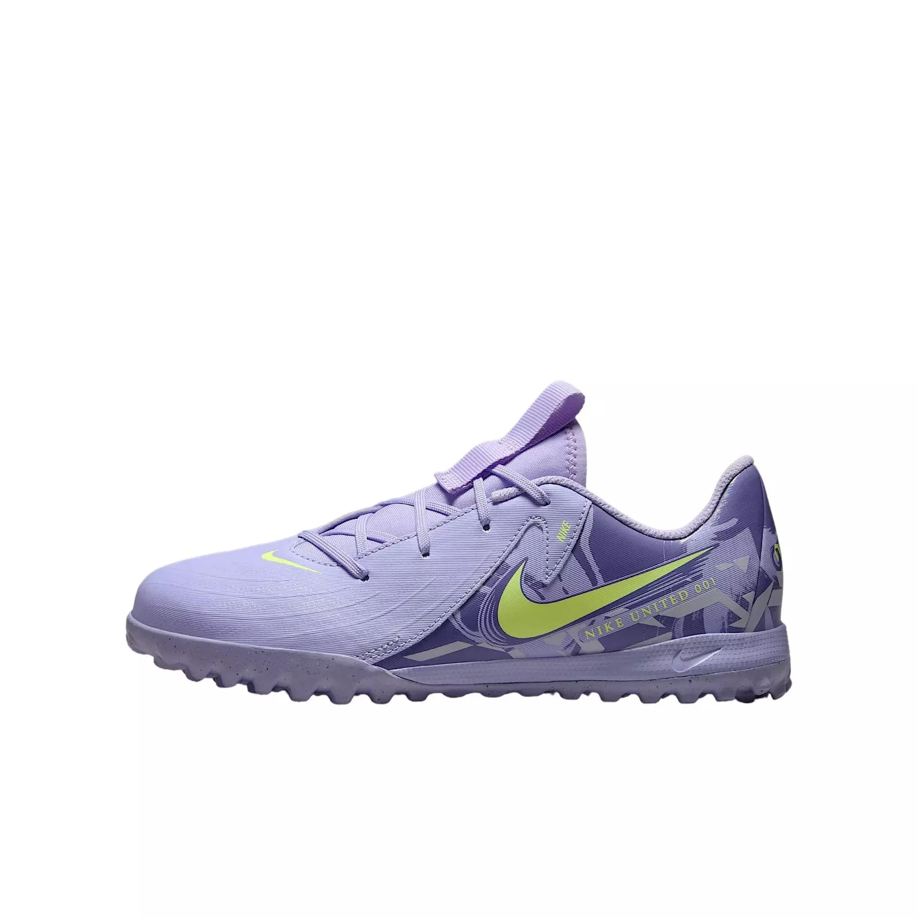 Nike Jr. Phantom GX 2 Academy Turf "Purple Agate/Barely Volt" Grade School Kids' Soccer Shoe - PURPLE/VOLT