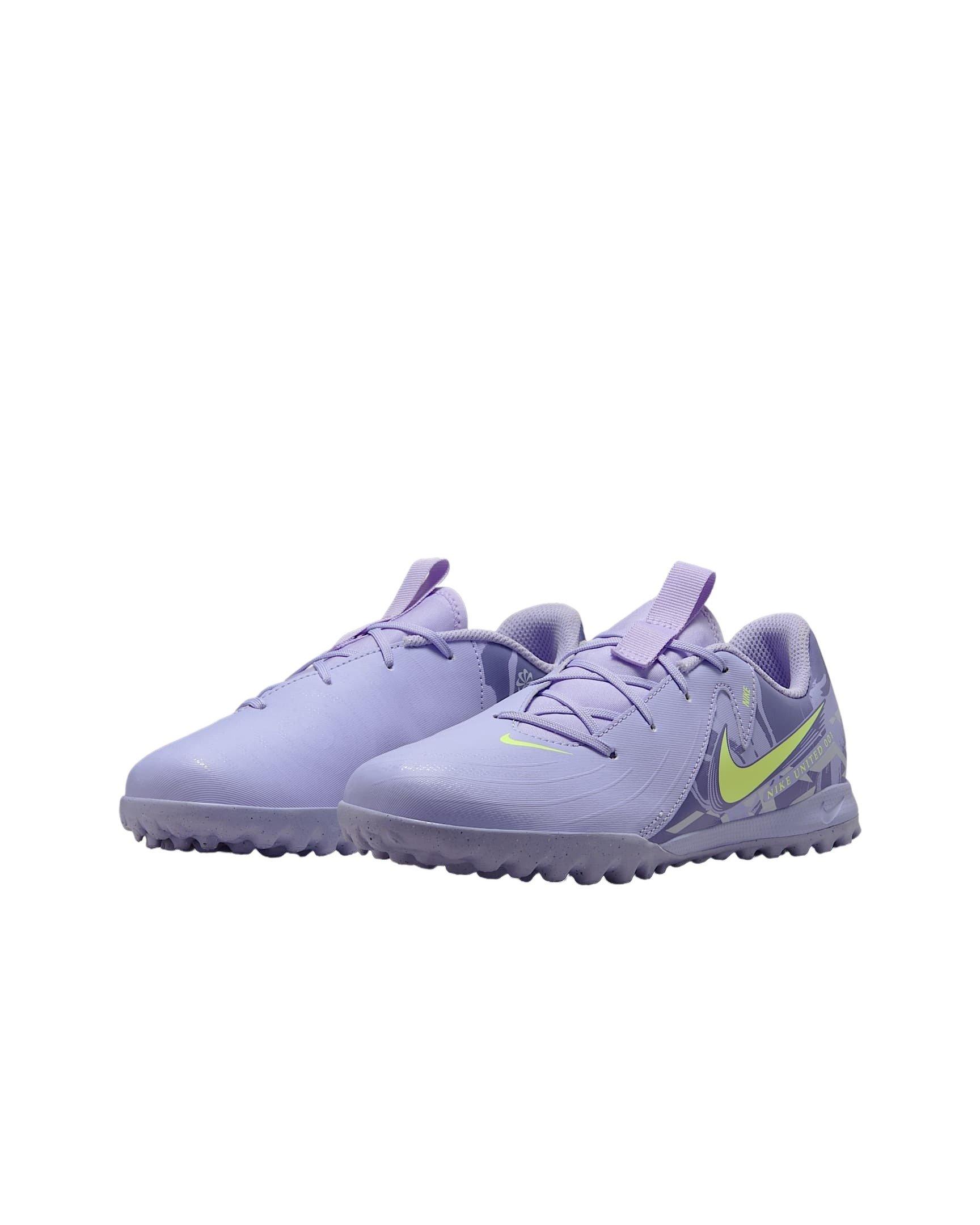 Nike Jr. Phantom GX 2 Academy Turf Grade School Kids' "Purple Agate/Barely Volt" Soccer Shoe