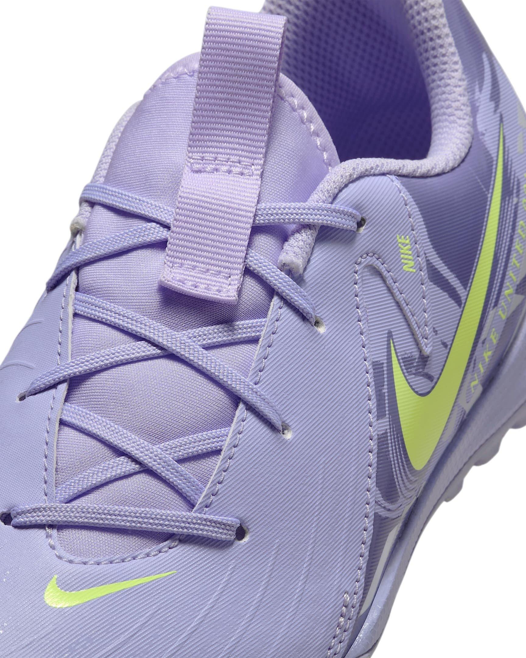 Nike Jr. Phantom GX 2 Academy Turf Grade School Kids' "Purple Agate/Barely Volt" Soccer Shoe