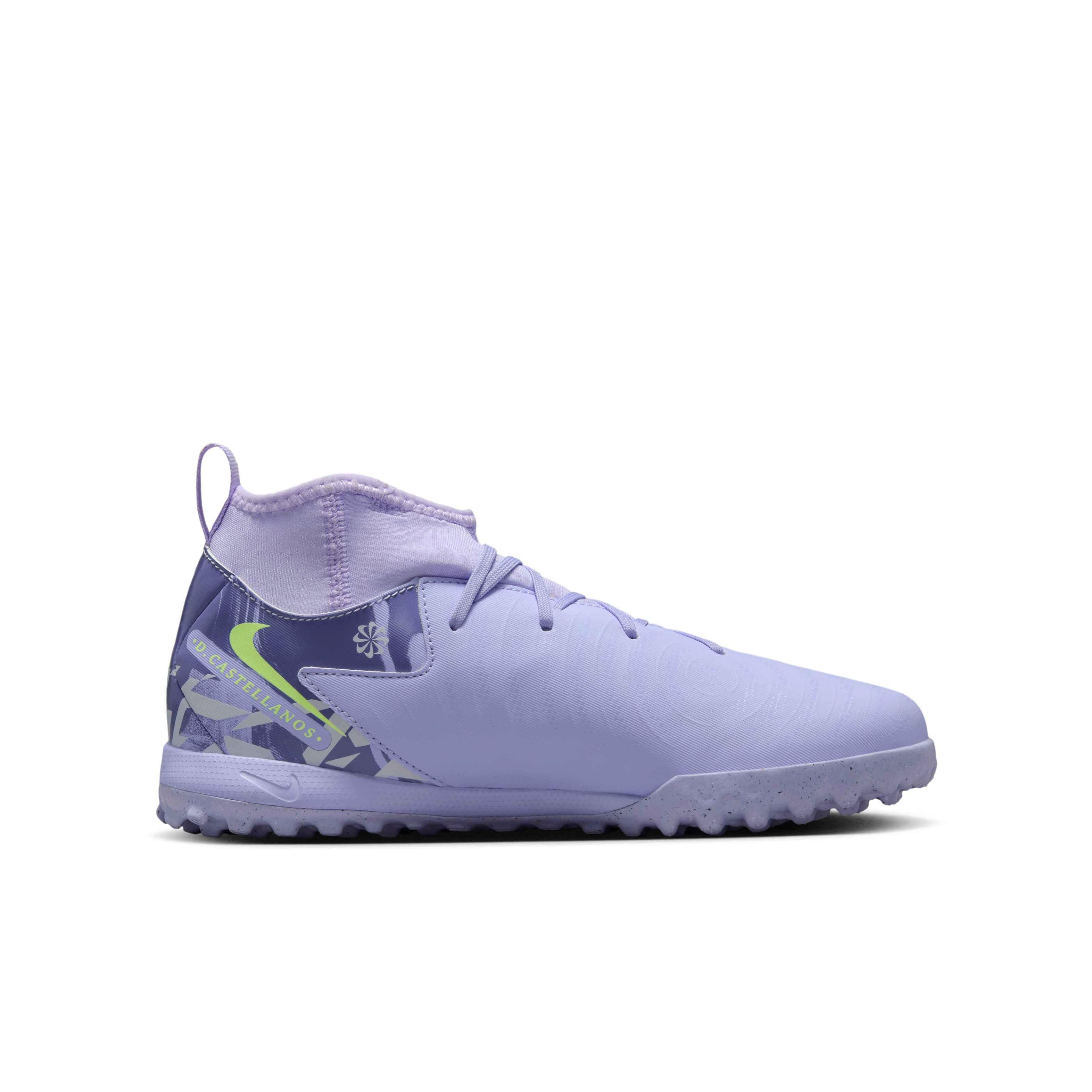 Nike Jr. Phantom Luna 2 Academy Turf Grade School Kids' "Purple Agate/Barely Volt" Soccer Shoe