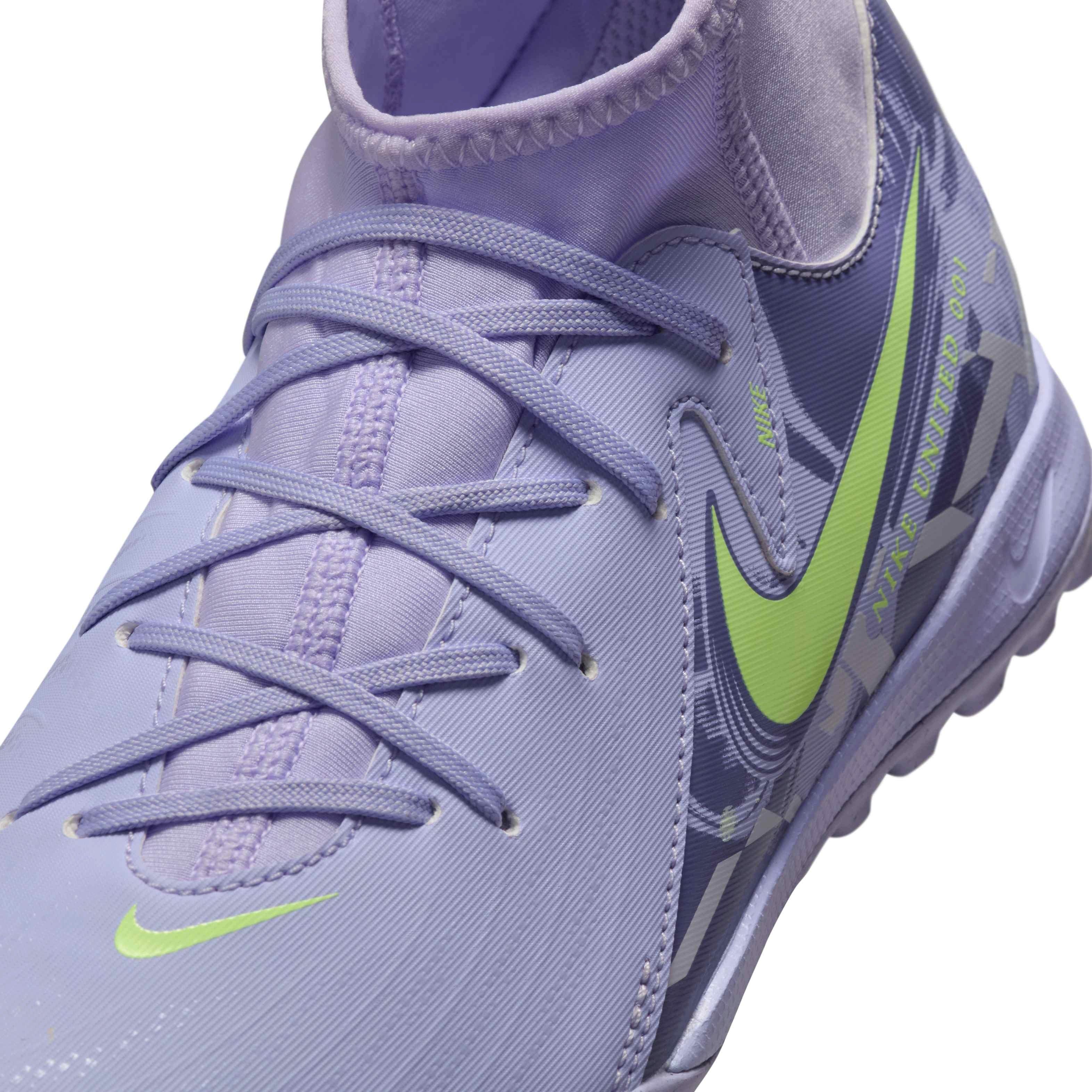 Nike Jr. Phantom Luna 2 Academy Turf Grade School Kids' "Purple Agate/Barely Volt" Soccer Shoe