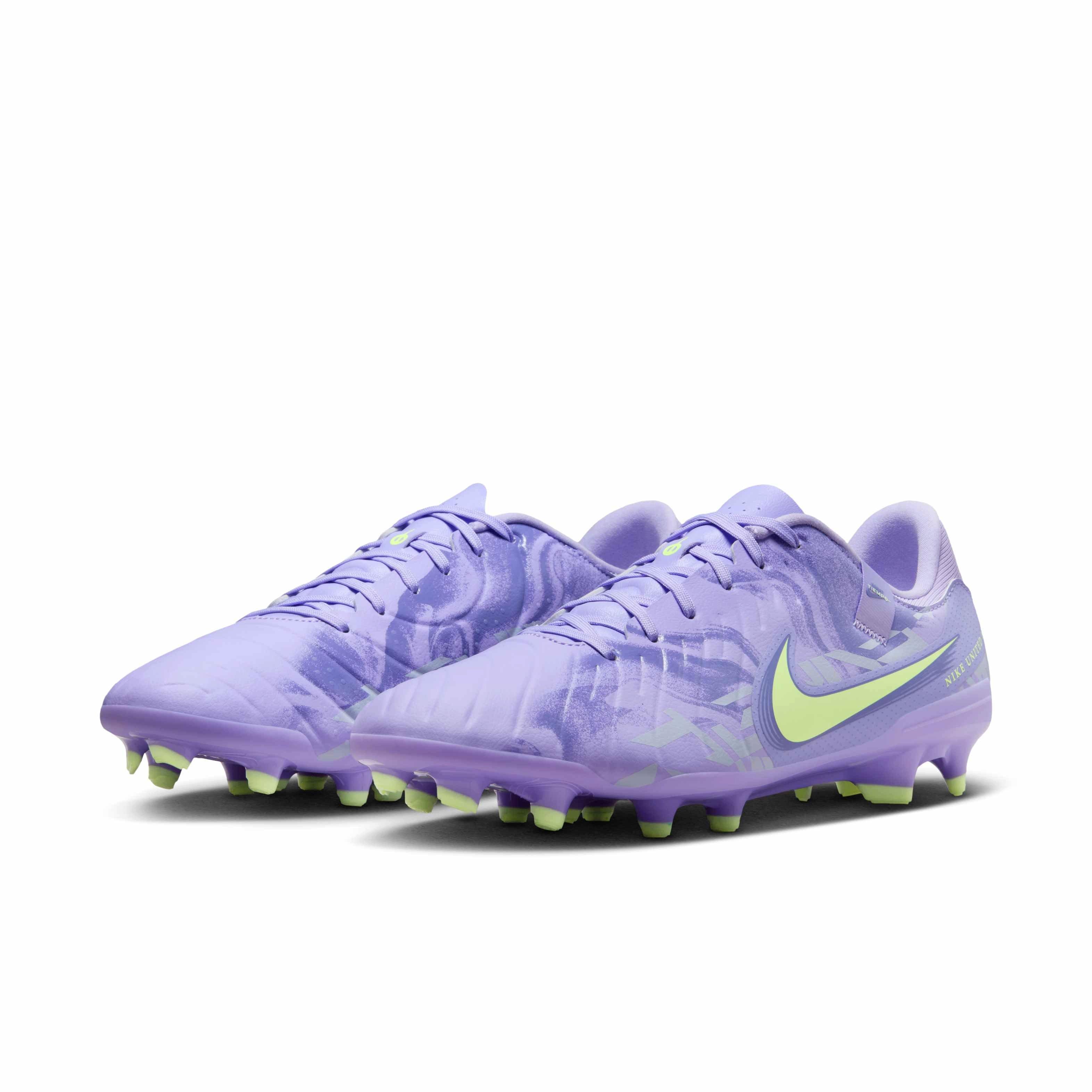 Nike Tiempo Legend 10 Academy MG "Purple Agate/Barely Volt" Men's Soccer Cleat - PURPLE/VOLT Thumbnail View 3