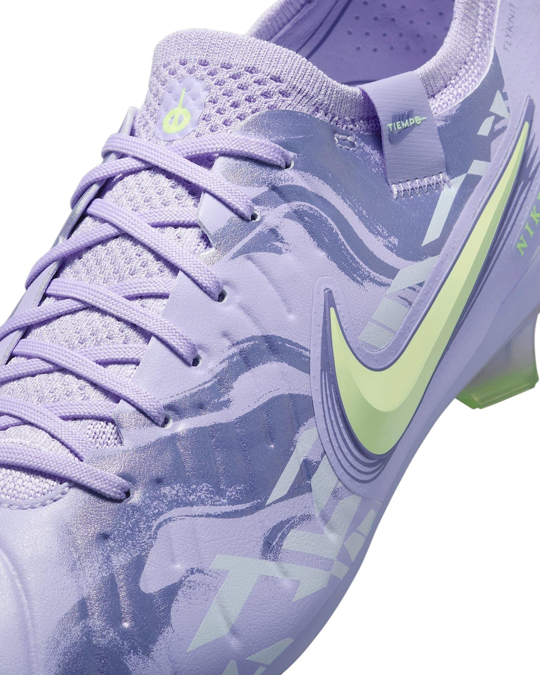 Nike Tiempo Legend 10 Elite FG "Purple Agate/Barely Volt" Men's Soccer Cleat - PURPLE/VOLT Thumbnail View 6