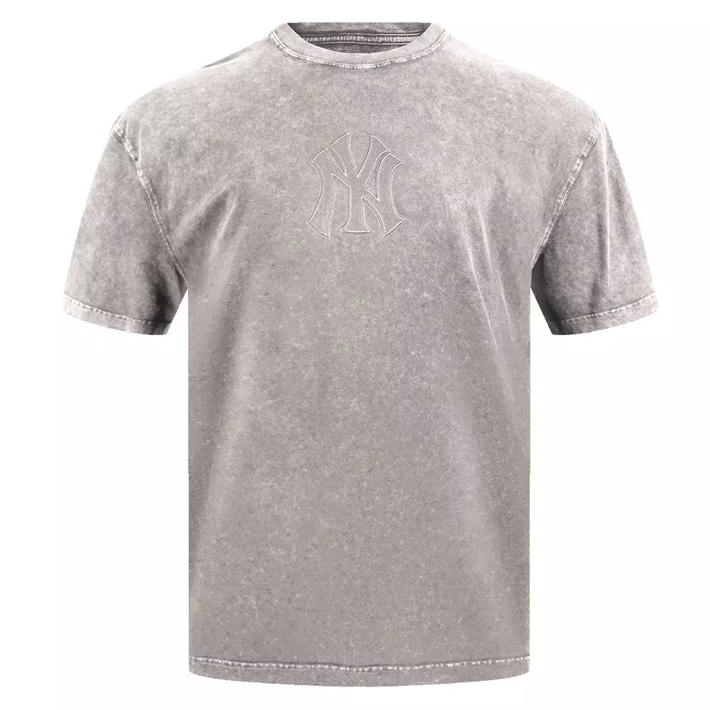 Pro Standard Men's MLB New York Yankees Washed Classic Enzyme CJ Drop Shoulder Tee - Slate Grey - SLATE GREY