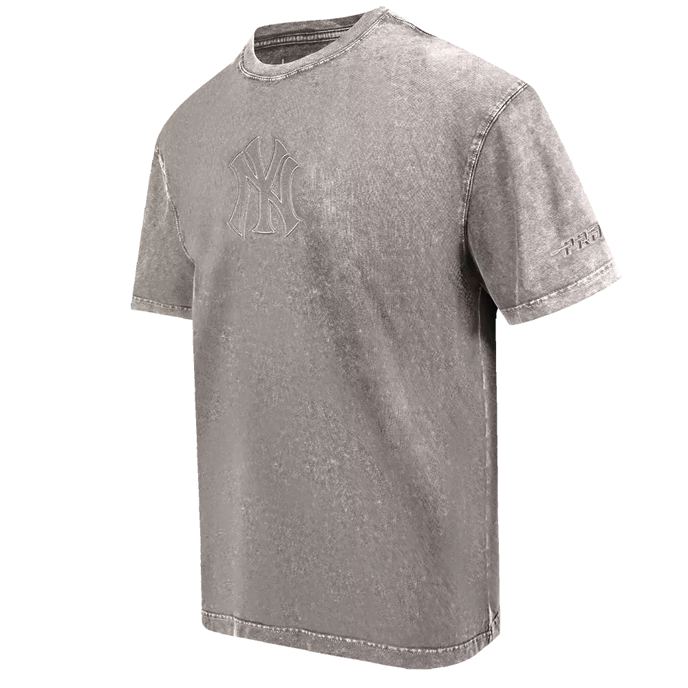 Pro Standard Men's MLB New York Yankees Washed Classic Enzyme CJ Drop Shoulder Tee - Slate Grey - SLATE GREY
