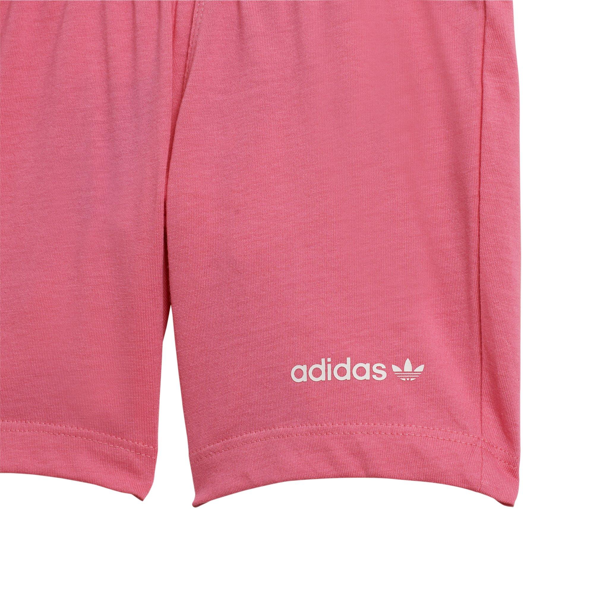 | - Originals Gear City Hibbett Set Girls\' Tee adidas Adicolor Shorts and White/Pink Toddler