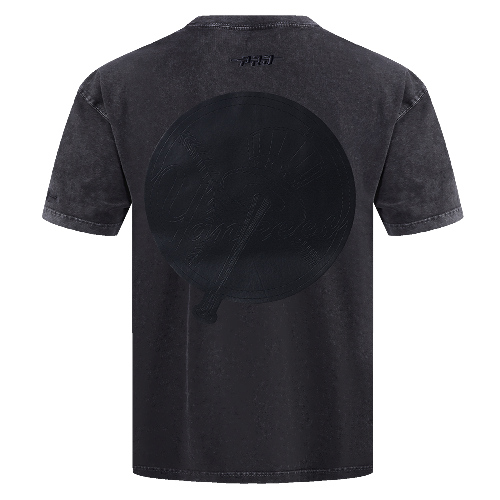 Pro Standard Men's MLB New York Yankees Washed Vanguard Enzyme CJ Drop Shoulder T-Shirt - Black - BLACK