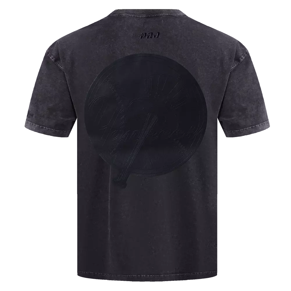 Pro Standard Men's MLB New York Yankees Washed Vanguard Enzyme CJ Drop Shoulder T-Shirt - Black - BLACK