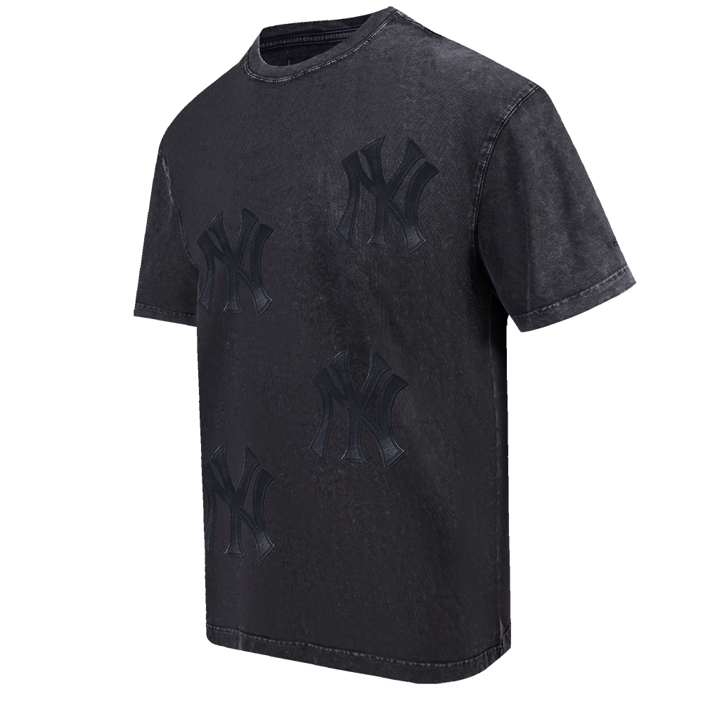 Pro Standard Men's MLB New York Yankees Washed Vanguard Enzyme CJ Drop Shoulder T-Shirt - Black - BLACK