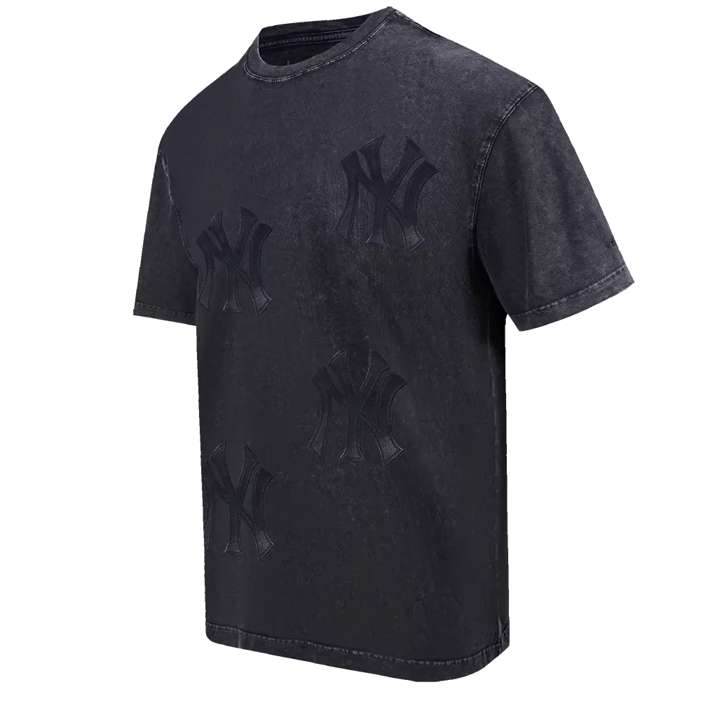 Pro Standard Men's MLB New York Yankees Washed Vanguard Enzyme CJ Drop Shoulder T-Shirt - Black - BLACK