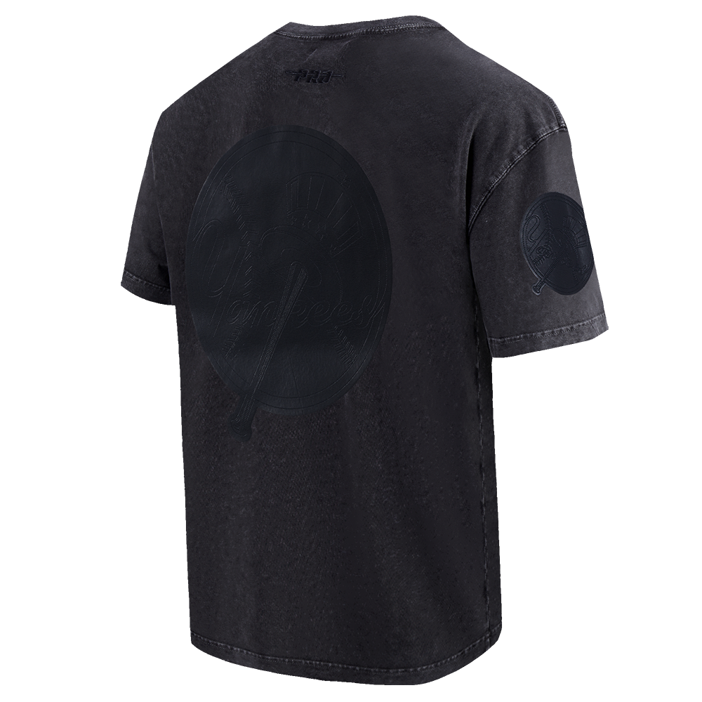 Pro Standard Men's MLB New York Yankees Washed Vanguard Enzyme CJ Drop Shoulder T-Shirt - Black - BLACK