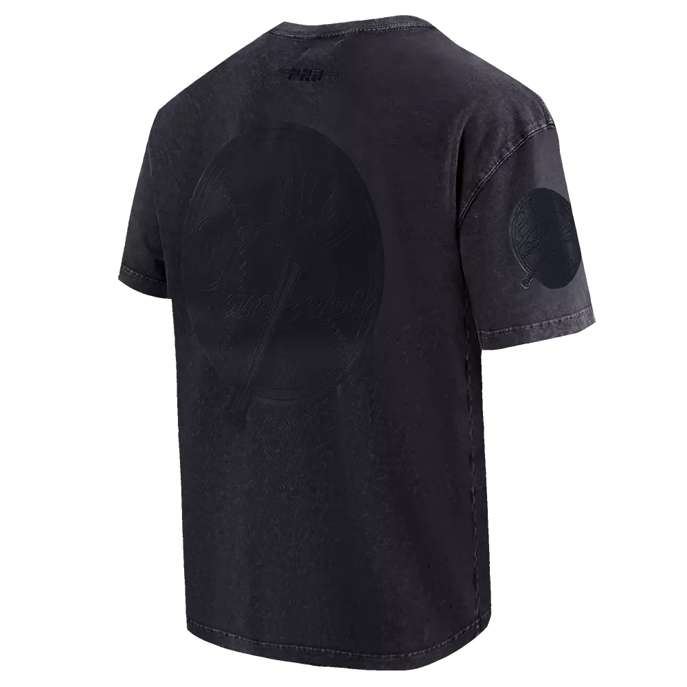 Pro Standard Men's MLB New York Yankees Washed Vanguard Enzyme CJ Drop Shoulder T-Shirt - Black - BLACK