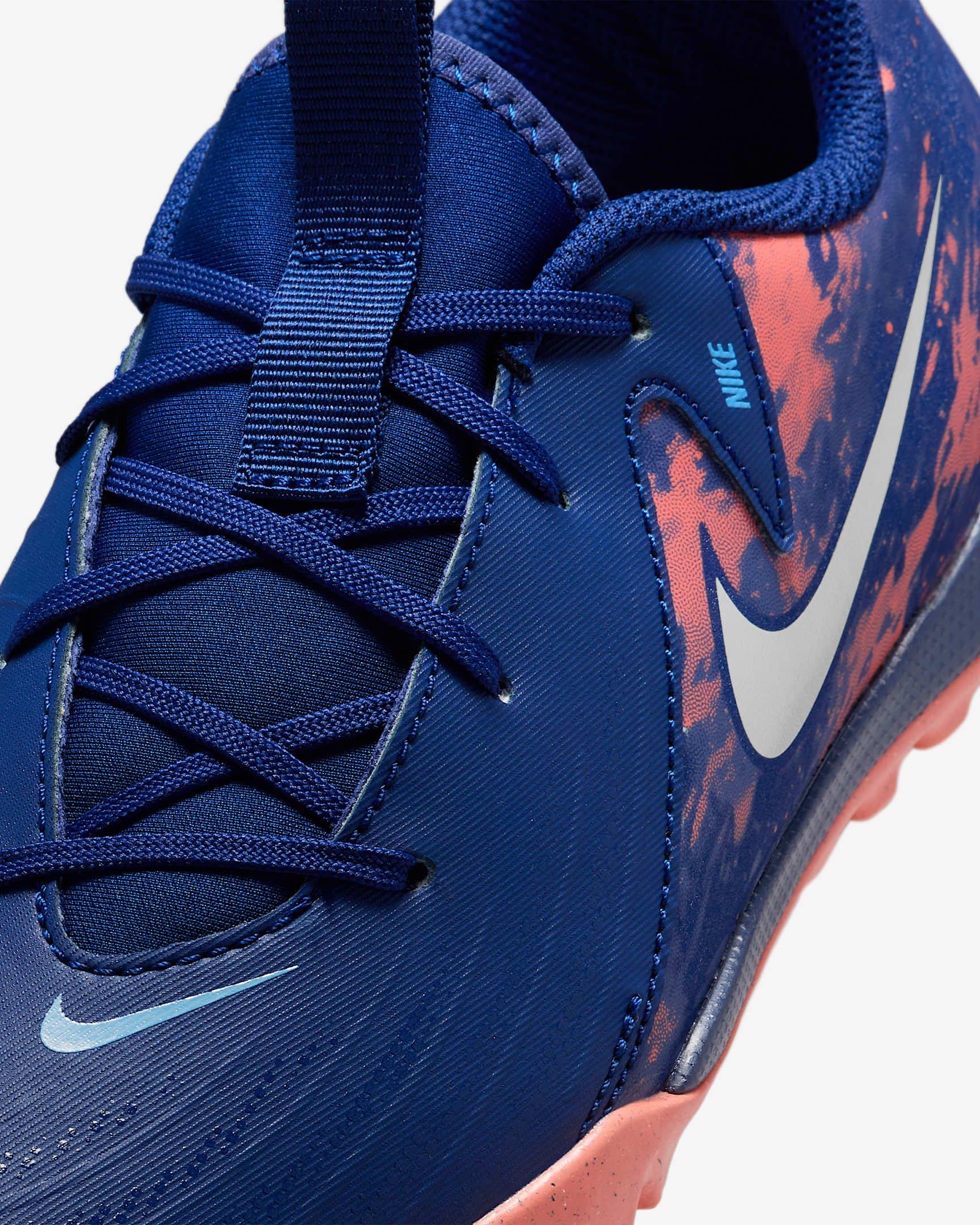 Nike Jr. Phantom GX 2 Academy Turf "Blue Void/Chrome" Grade School Kids' Soccer Shoe - BLUE/CHROME Thumbnail View 6