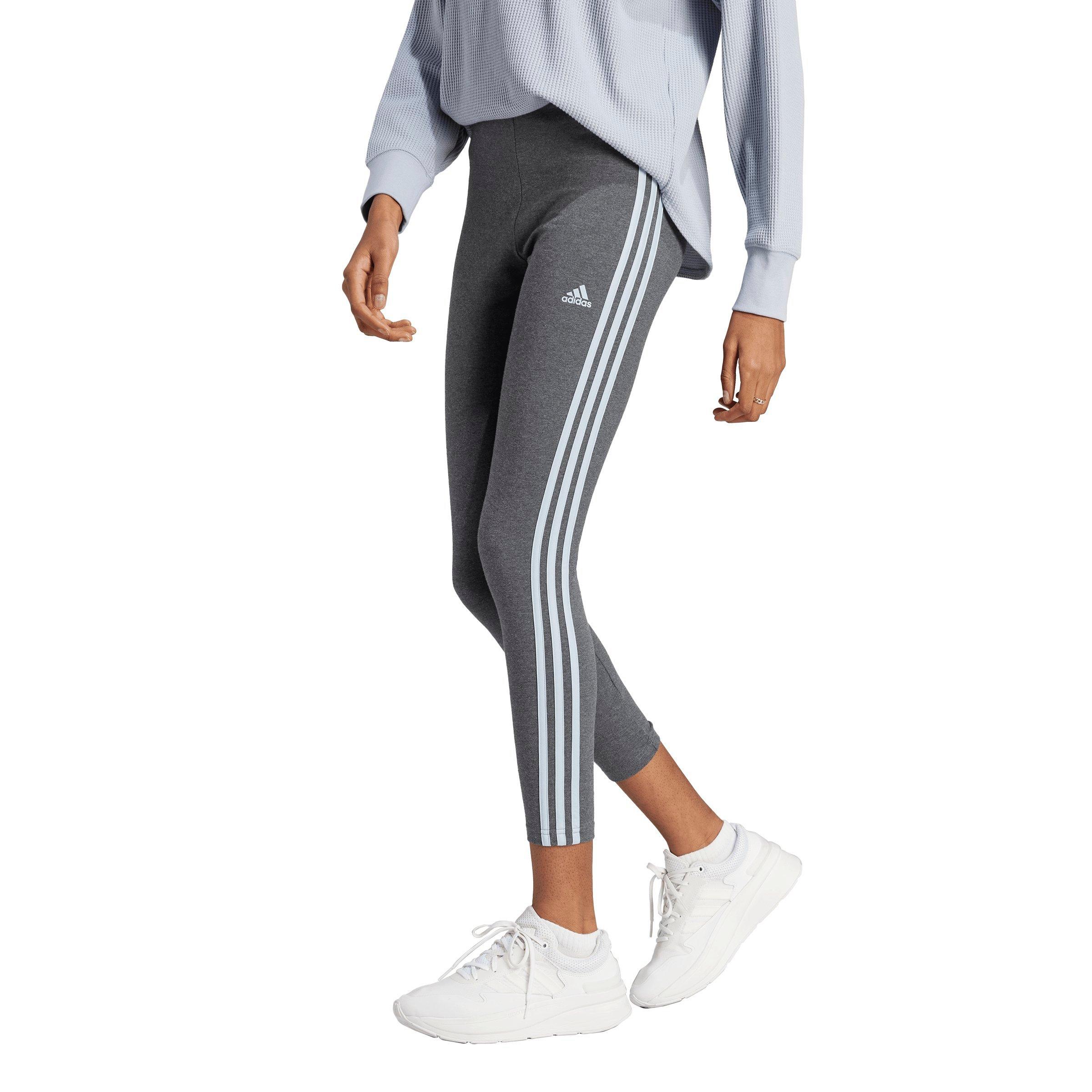 WOMENS ADIDAS ESSENTIALS 3 STRIPES LEGGINGS STRETCHY SPORTY DARK GREY SZ  XS, XL