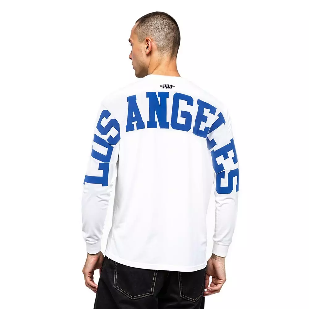 Pro Standard Men's MLB Los Angeles Dodgers Wingspan Drop Shoulder LS Tee V2 - White - WHITE
