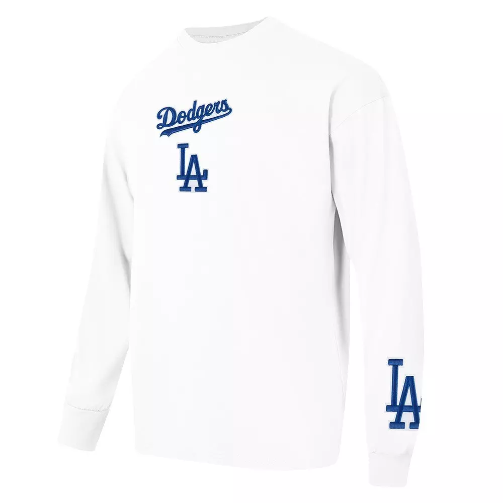 Pro Standard Men's MLB Los Angeles Dodgers Wingspan Drop Shoulder LS Tee V2 - White - WHITE