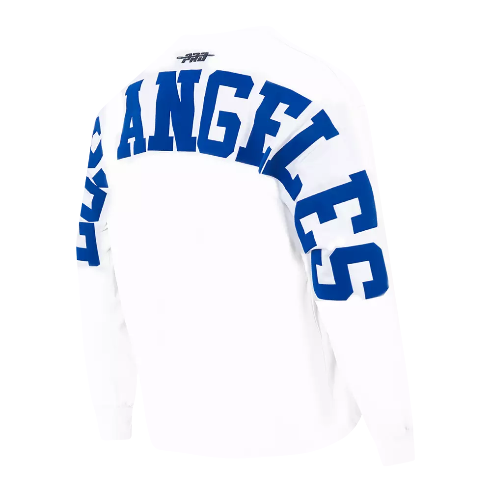 Pro Standard Men's MLB Los Angeles Dodgers Wingspan Drop Shoulder LS Tee V2 - White - WHITE