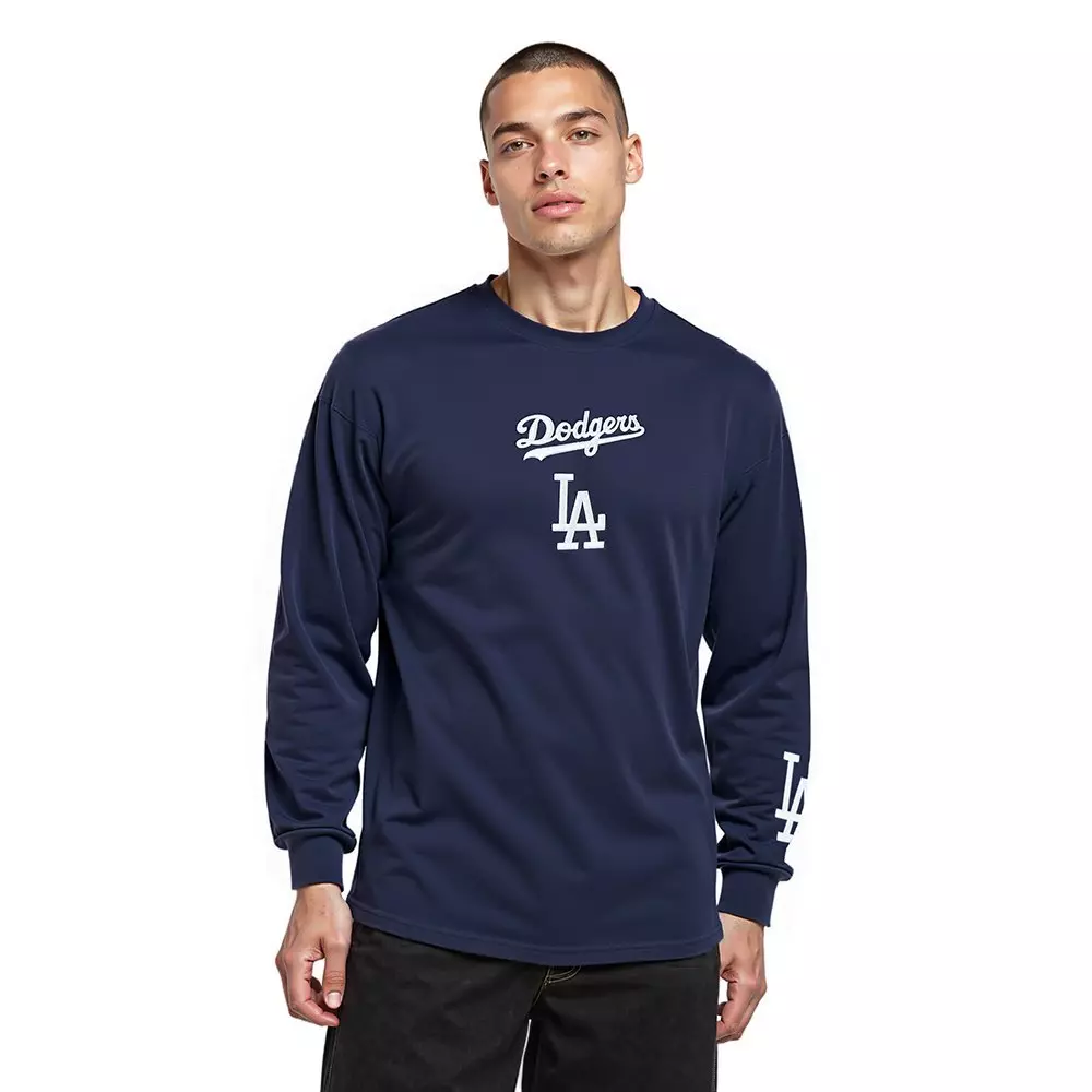 Pro Standard Men's MLB Los Angeles Dodgers Wingspan Drop Shoulder LS Tee V2 - Navy - NAVY