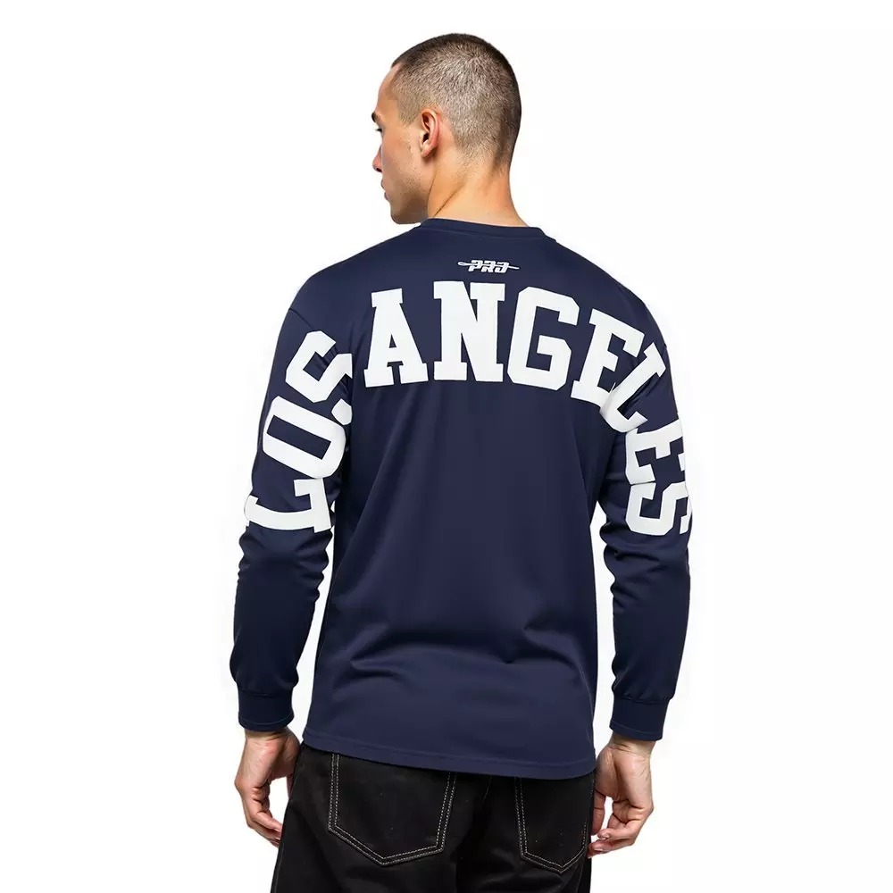 Pro Standard Men's MLB Los Angeles Dodgers Wingspan Drop Shoulder LS Tee V2 - Navy - NAVY