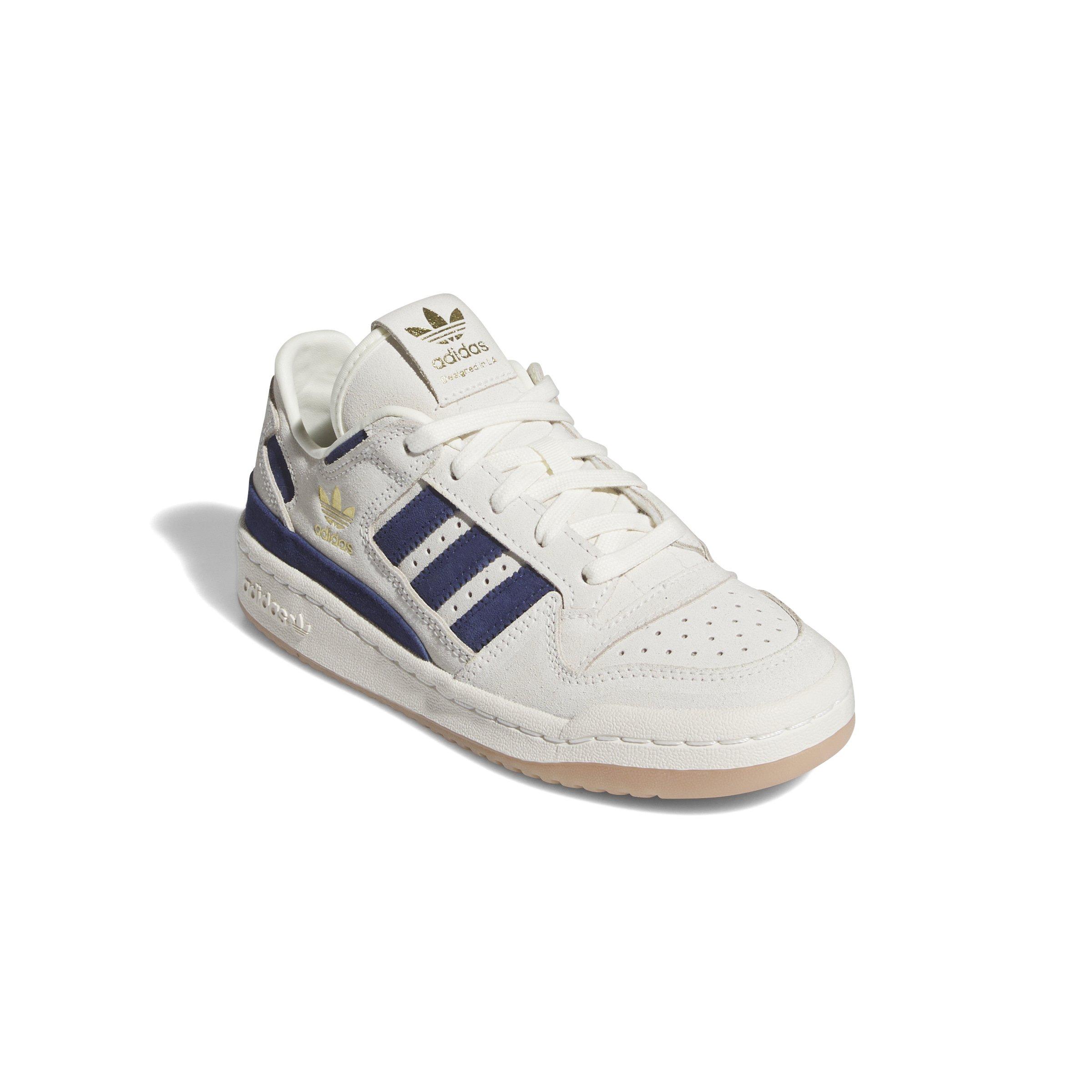 adidas Forum Low Classics "Cream White/Dark Blue/Dark Blue" Grade School Boys' Shoe - CREAM/DK BLUE/DK BLUE Thumbnail View 3