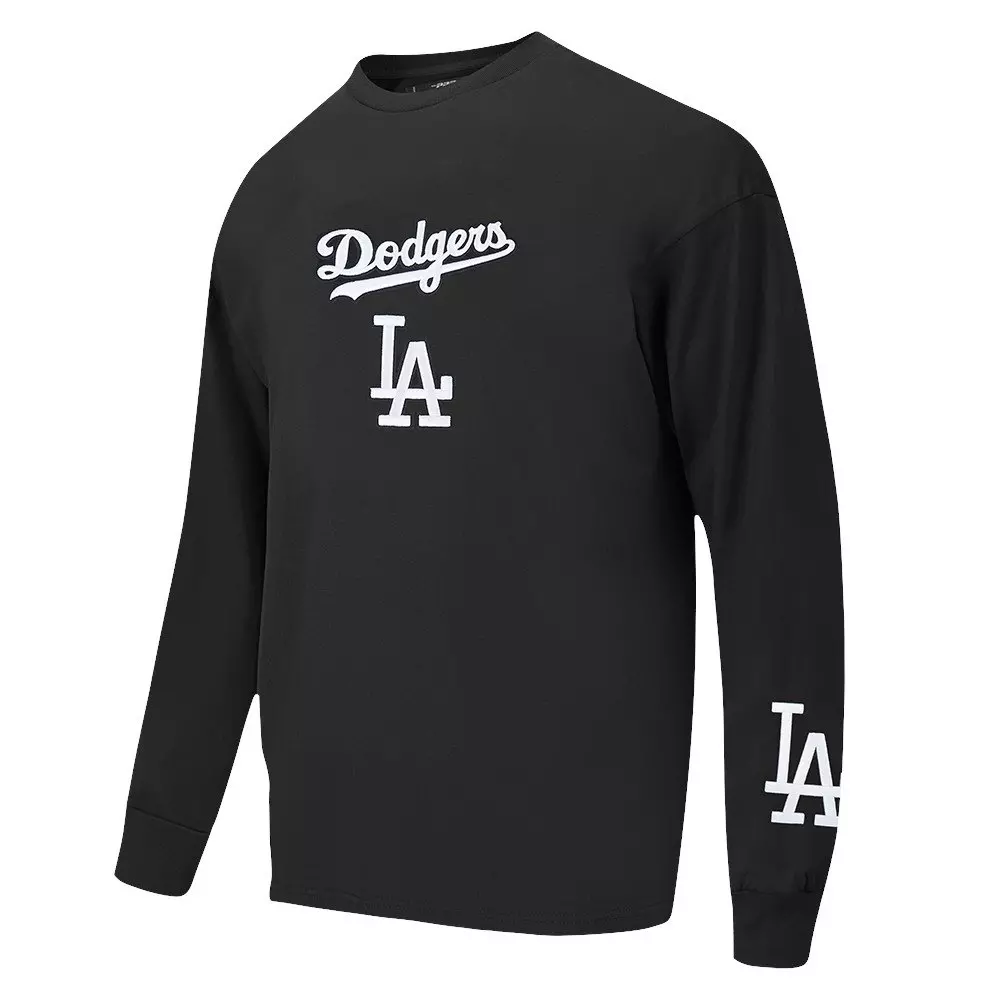Pro Standard Men's MLB Los Angeles Dodgers Wingspan Drop Shoulder LS Tee V2 - Black - BLACK