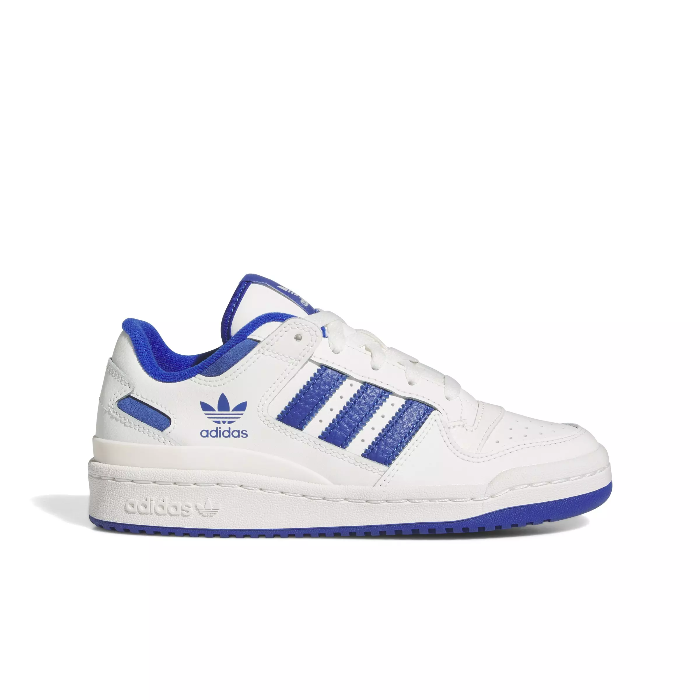 adidas Forum Low Classics "Core White/Team Royal Blue/Core White" Grade School Boys' Shoe - WHITE/BLUE/WHITE