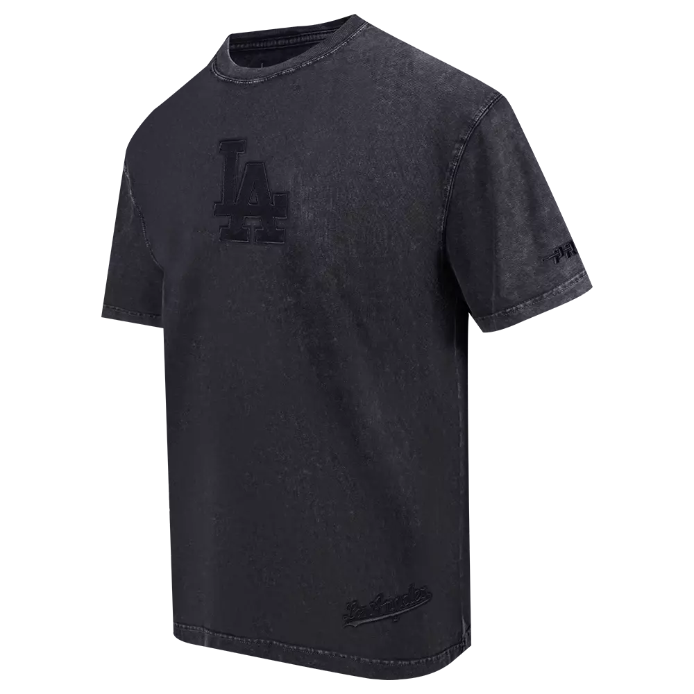 Pro Standard Men's MLB Los Angeles Dodgers Washed Classic Enzyme CJ Drop Shoulder Tee - Black - BLACK