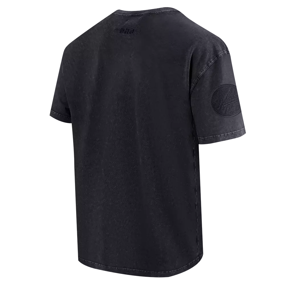 Pro Standard Men's MLB Los Angeles Dodgers Washed Classic Enzyme CJ Drop Shoulder Tee - Black - BLACK