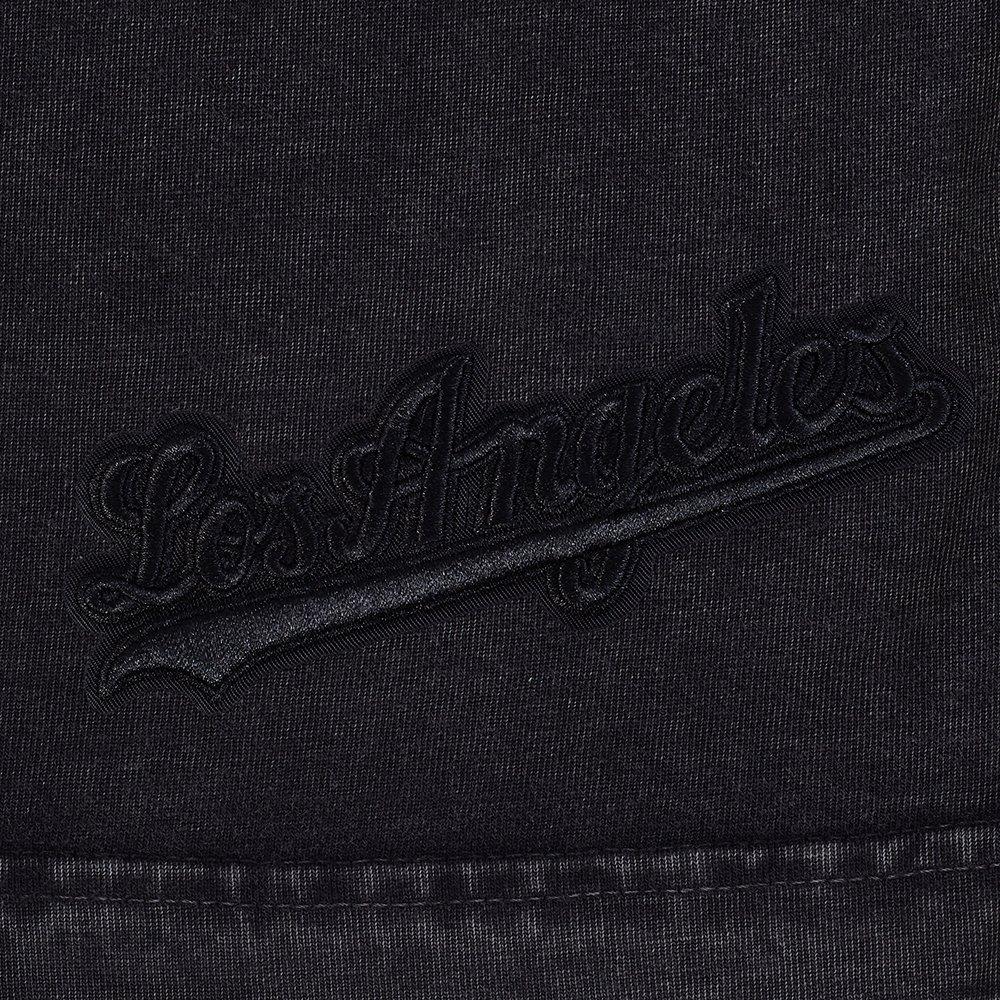 Pro Standard Men's MLB Los Angeles Dodgers Washed Classic Enzyme CJ Drop Shoulder Tee - Black - BLACK