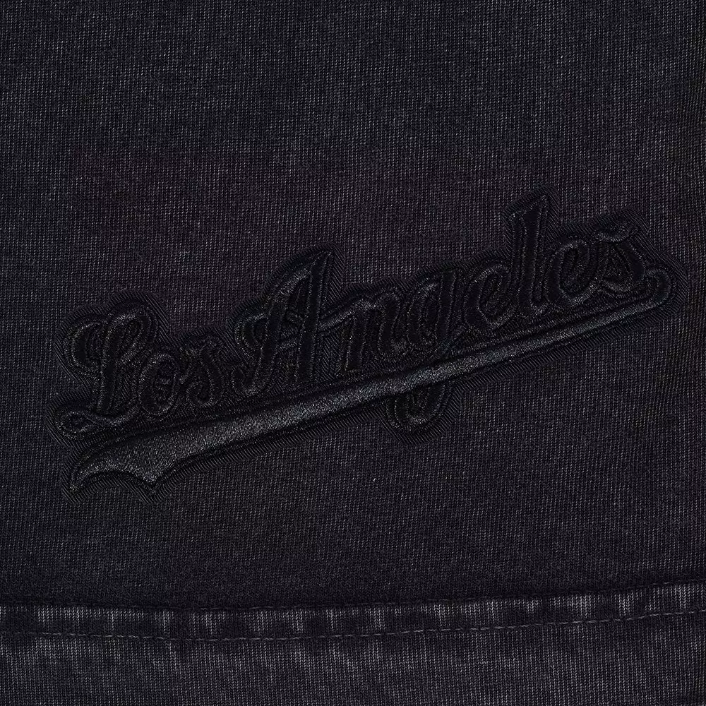 Pro Standard Men's MLB Los Angeles Dodgers Washed Classic Enzyme CJ Drop Shoulder Tee - Black - BLACK