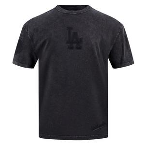 Pro Standard Men's MLB Los Angeles Dodgers Washed Classic Enzyme CJ Drop Shoulder Tee - Black - BLACK