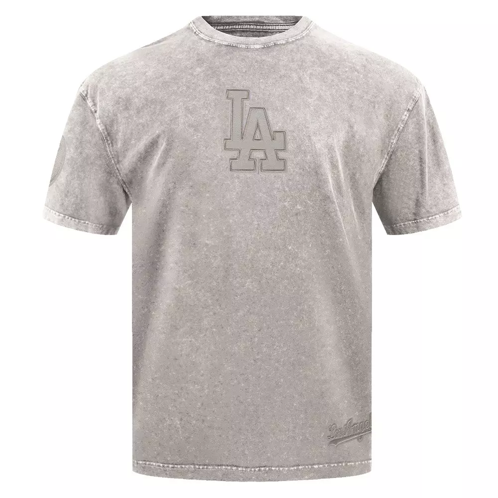 Pro Standard Men's MLB Los Angeles Dodgers Washed Classic Enzyme CJ Drop Shoulder Tee - Slate Grey - SLATE GREY