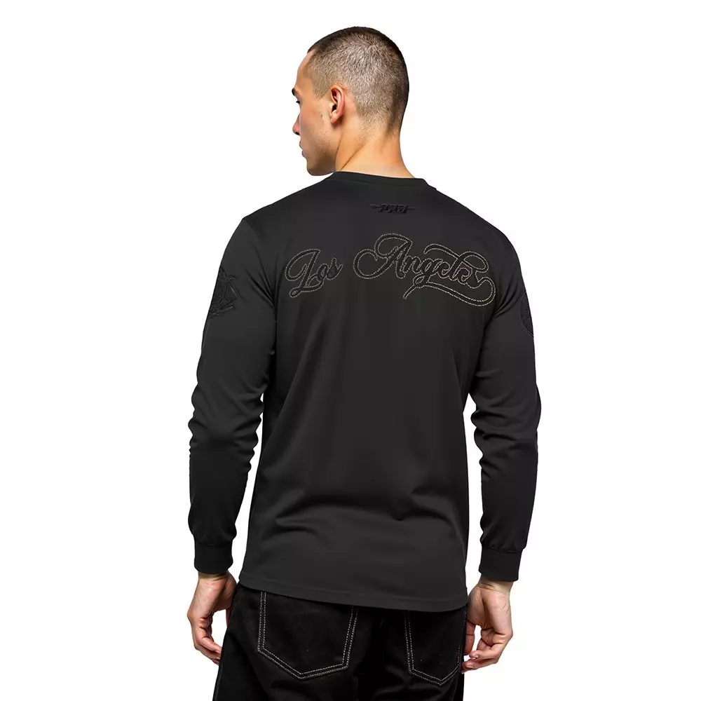 Pro Standard Men's MLB Los Angeles Dodgers Blackout Drop Shoulder LS Tee - BLACK