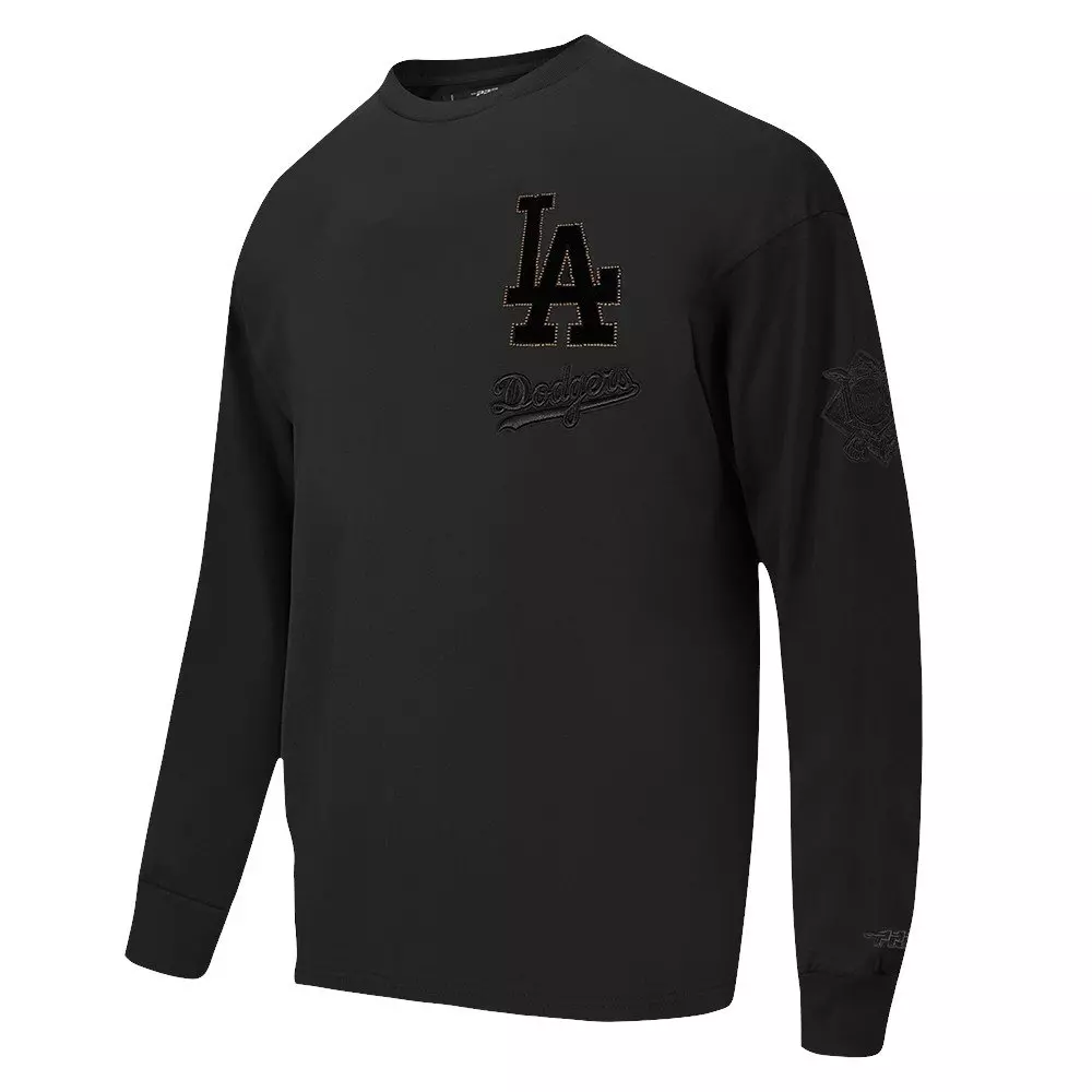 Pro Standard Men's MLB Los Angeles Dodgers Blackout Drop Shoulder LS Tee - BLACK