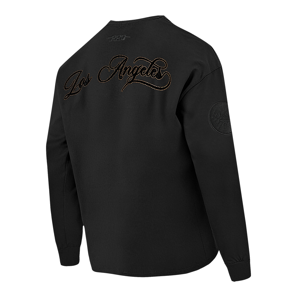 Pro Standard Men's MLB Los Angeles Dodgers Blackout Drop Shoulder LS Tee - BLACK