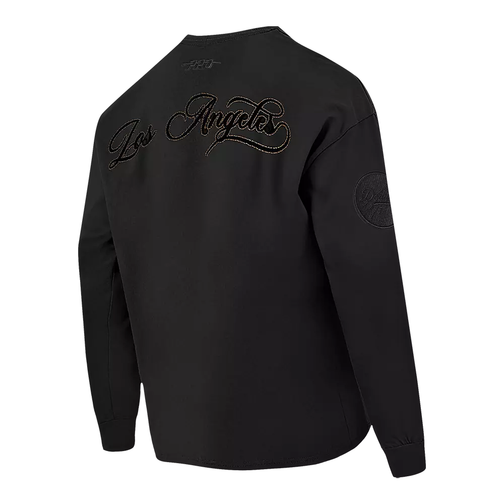Pro Standard Men's MLB Los Angeles Dodgers Blackout Drop Shoulder LS Tee - BLACK