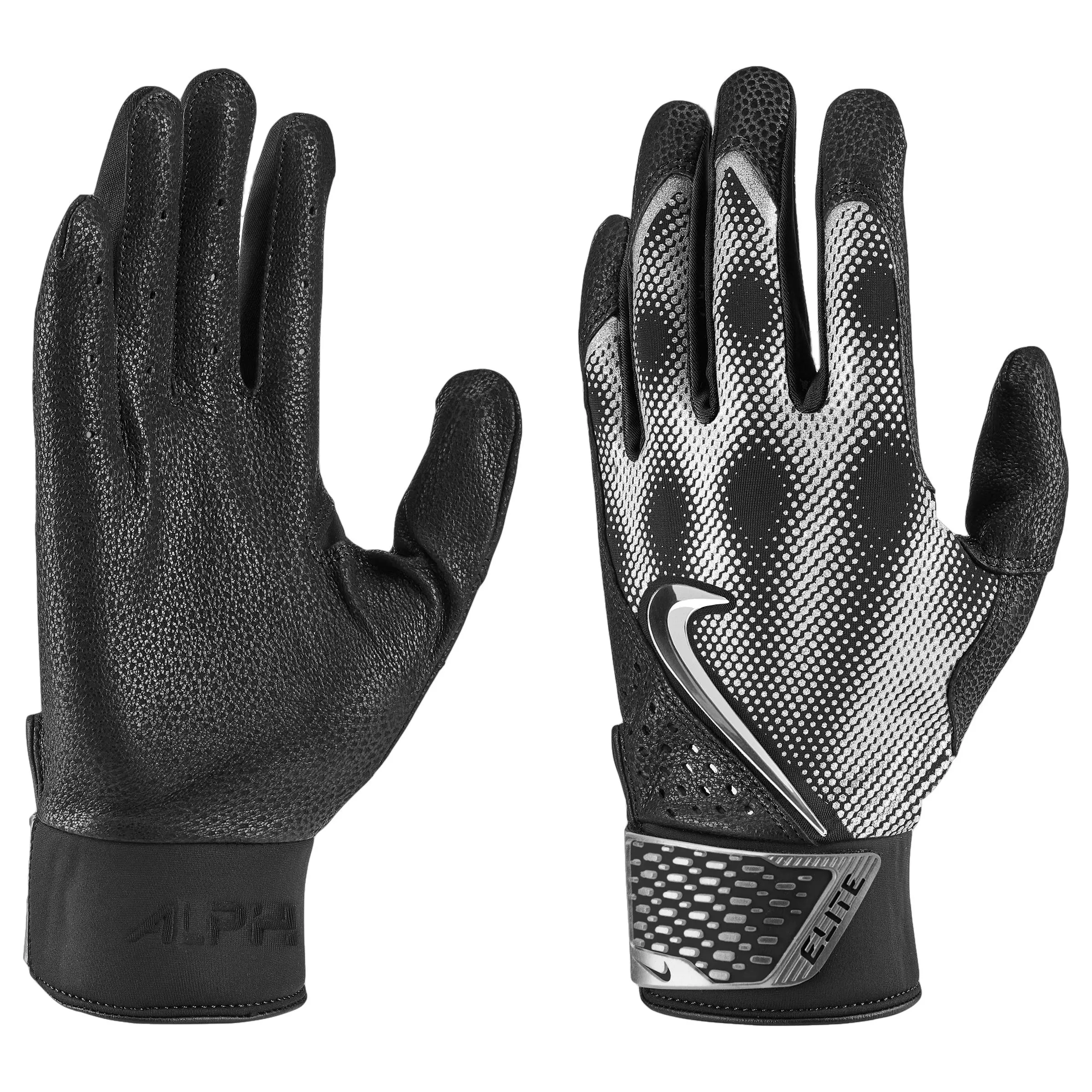Nike Alpha Elite Batting Gloves - BLACK/SILVER